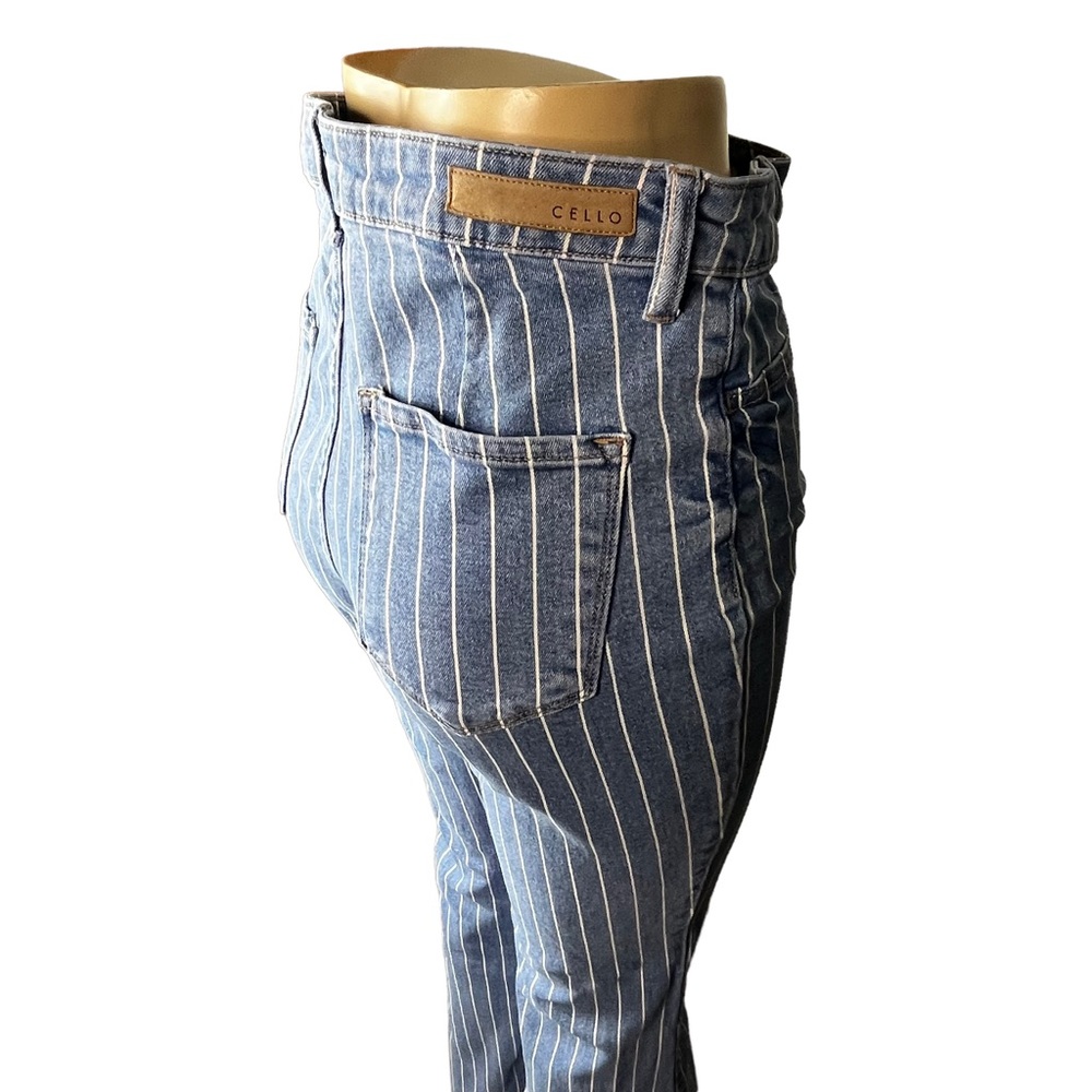 Cello High-Waist Bell / Flare Jeans — Pin-Striped Denim size 13 - Picture 3 of 11